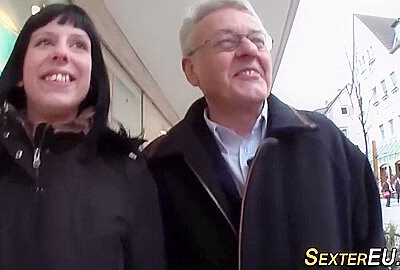 German Newbie Gets Jizzed By Old Cock