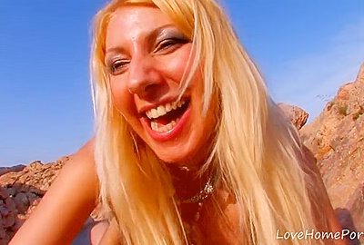 Blonde Sucks Cock, Gets Fucked At Beach
